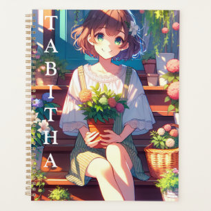 Cute Anime Girl holding a Plant Personalized Planner