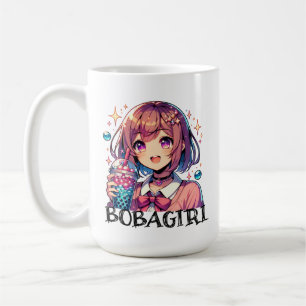 Cute Anime Girl Holding Bubble Tea Coffee Mug