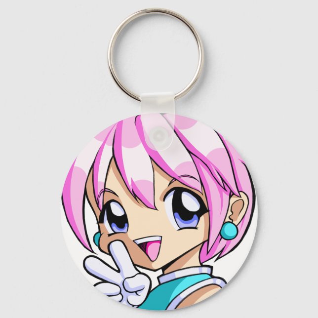 Cute Anime Girl Keychain (Front)