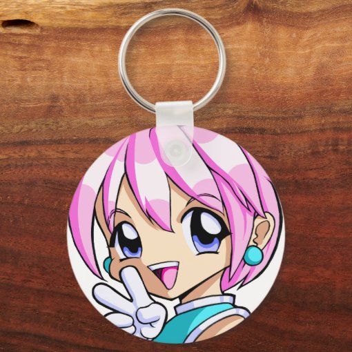 Cute Anime Girl Keychain Zazzle