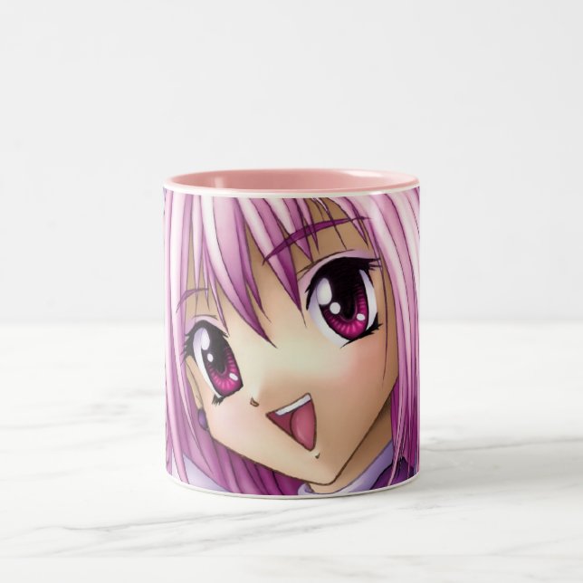 Cute Anime Girl Maid Two-Tone Coffee Mug (Center)