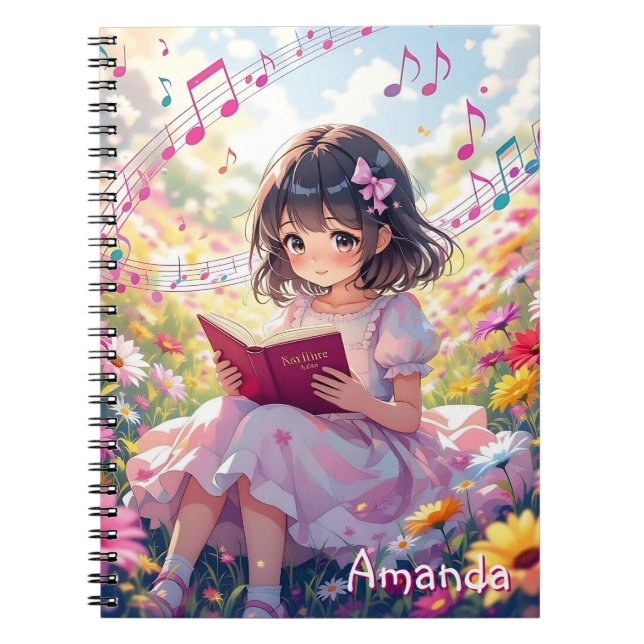 Cute Anime Girl Reading a Book Personalized (Front)