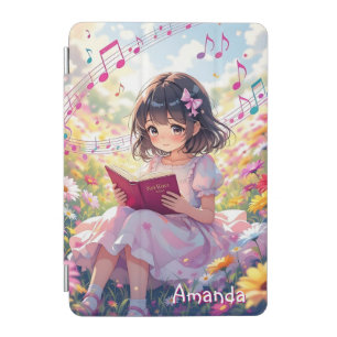 Cute Anime Girl Reading a Book Personalized iPad Mini Cover