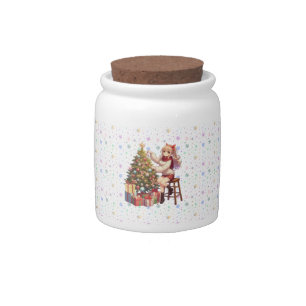 Cute Anime girl trimming the tree Candy Jar
