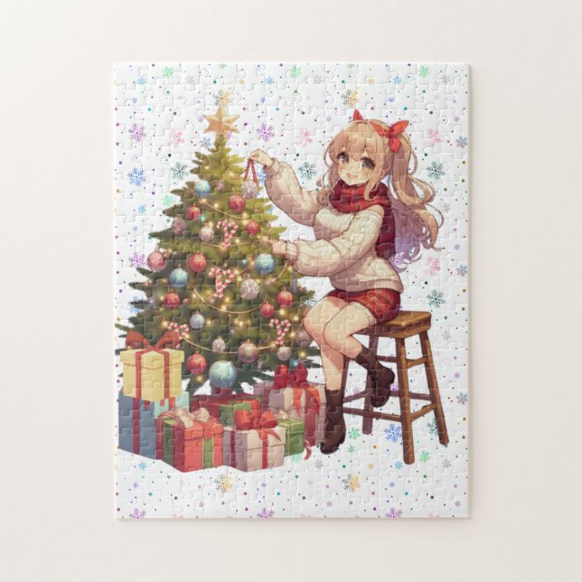 Cute Anime girl trimming the tree Jigsaw Puzzle (Vertical)