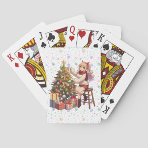 Cute Anime girl trimming the tree Poker Cards