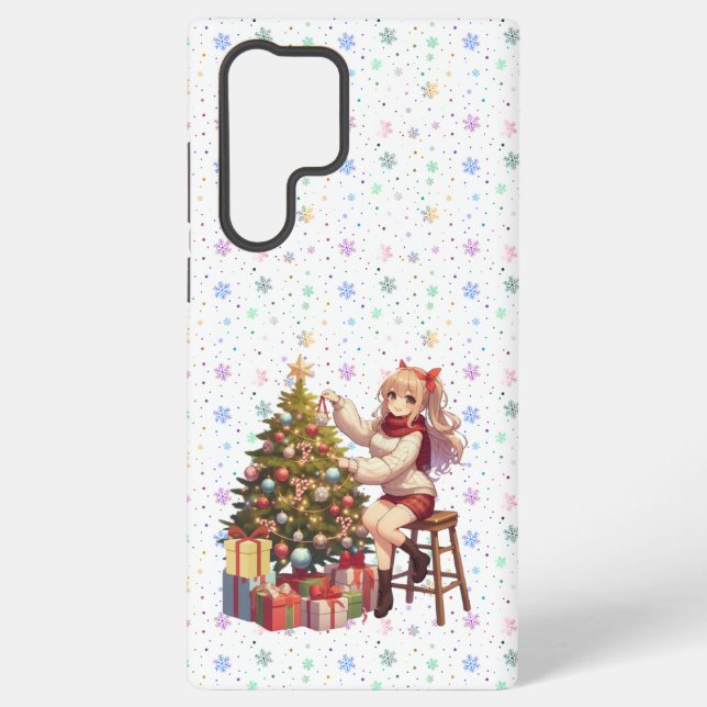 Cute Anime girl trimming the tree Samsung Galaxy Case (Back)