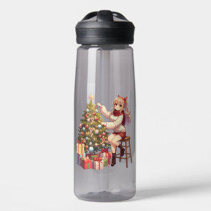 Cute Anime girl trimming the tree Water Bottle