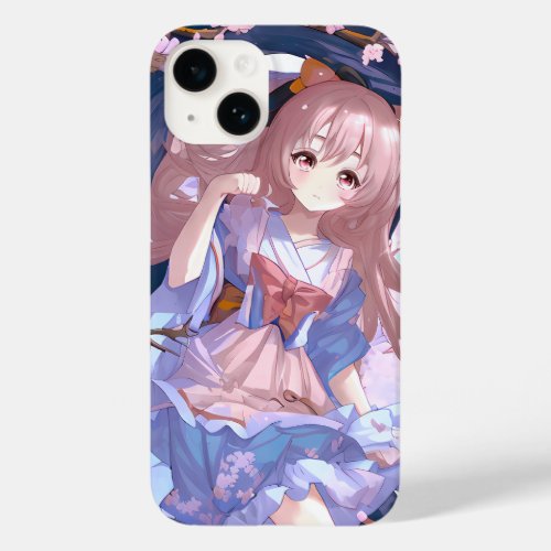 Cute Anime Girl Under A Cherry Blossom Tree Case_Mate iPhone 14 Case