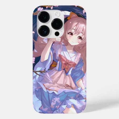 Cute Anime Girl Under A Cherry Blossom Tree Case_Mate iPhone 14 Pro Case