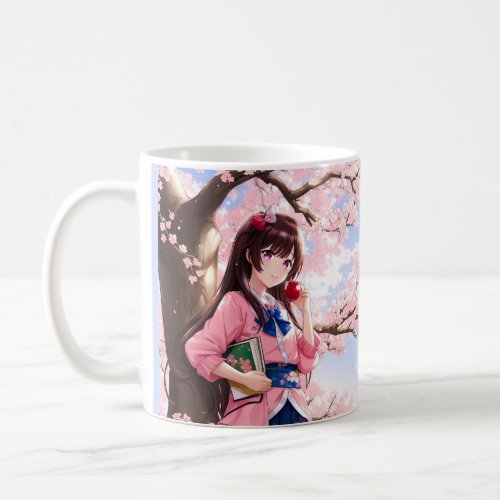 Cute Anime Girl Under A Cherry Blossom Tree Coffee Mug