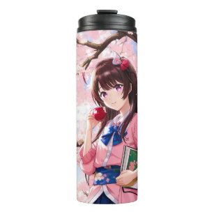 Cute Anime Girl Under A Cherry Blossom Tree Thermal Tumbler