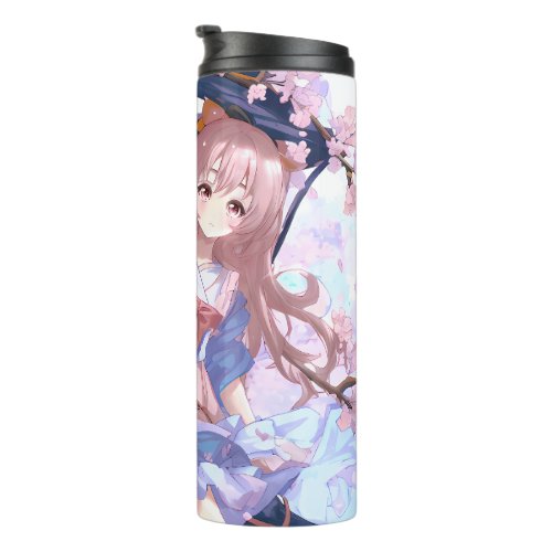 Cute Anime Girl Under A Cherry Blossom Tree Thermal Tumbler