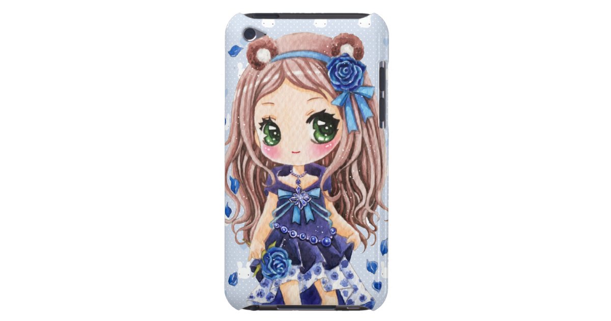 cute anime girl with blue roses case mate ipod touch case business anniversary stickers