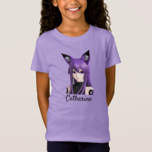 Cute Anime Girl with Fox Ears Personalized T-Shirt
