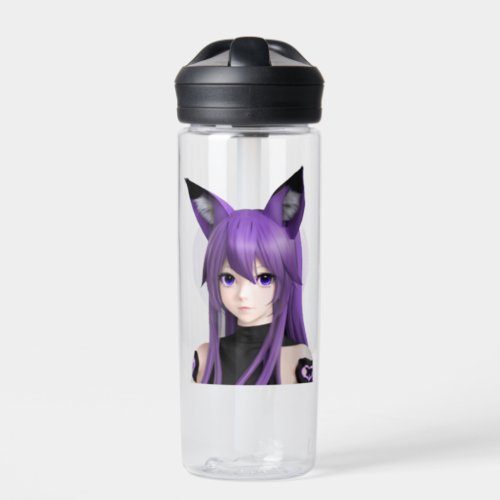 Cute Anime Girl with Fox Ears Personalized Water Bottle