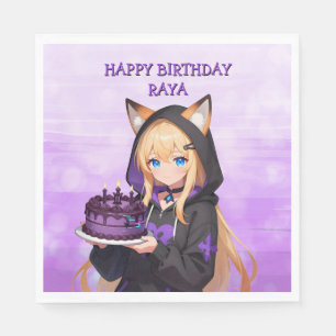 Cute Anime Girl's Birthday Party Napkins