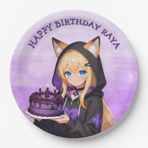 Cute Anime Girl's Birthday Party Paper Plates