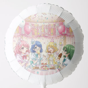 Cute Anime Girl's Ice Cream Birthday Party   Balloon