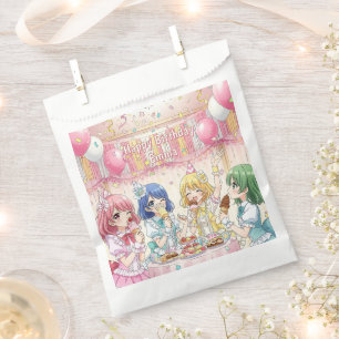 Cute Anime Girl's Ice Cream Birthday Party Favor Bag