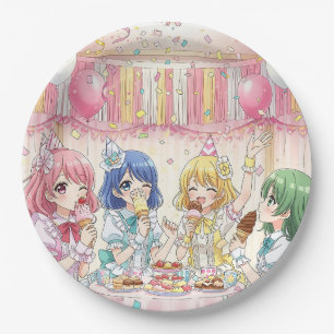 Cute Anime Girl's Ice Cream Birthday Party Paper Plates
