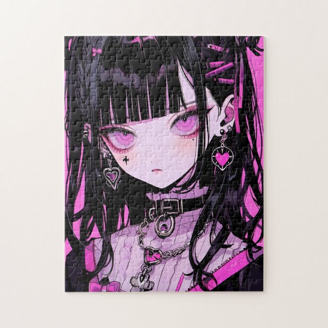 Cute Anime Goth Girl Jigsaw Puzzle (Vertical)