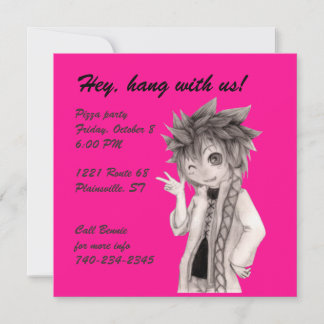 Cute Anime Guy, Original Drawing Invitation