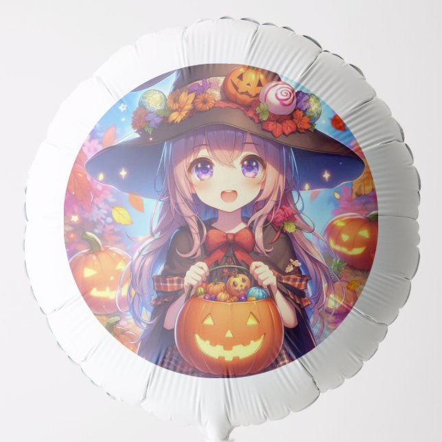 Cute Anime Halloween Witch Balloon (Front)