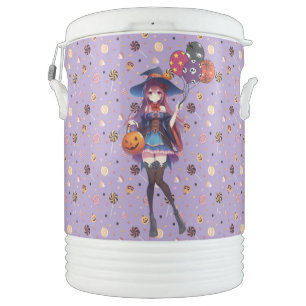 Cute Anime Halloween Witch Beverage Cooler