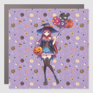 Cute Anime Halloween Witch Car Magnet