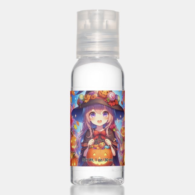 Cute Anime Halloween Witch Hand Sanitizer (Front)