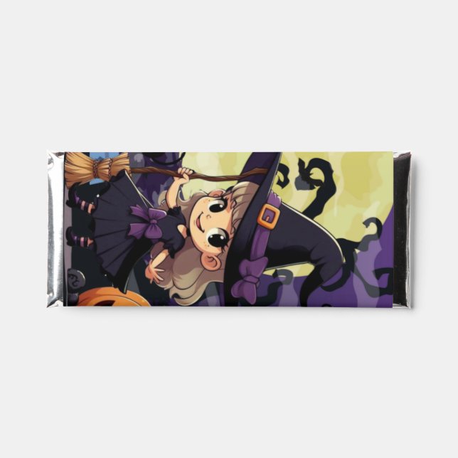 Cute Anime Halloween Witch Hershey Bar Favors (Front)