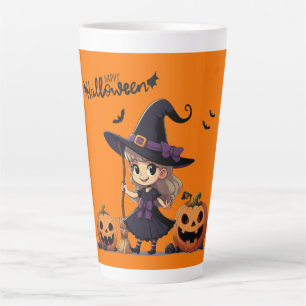 Cute, anime Halloween witch Latte Mug