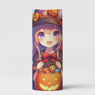 Cute Anime Halloween Witch Pillar Candle
