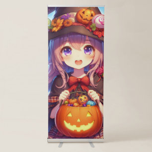 Cute Anime Halloween Witch Retractable Banner