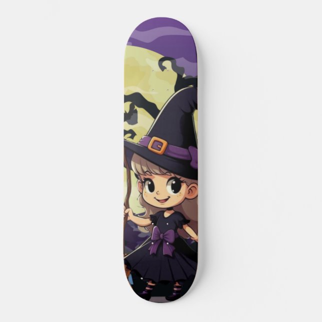 Cute Anime Halloween Witch Skateboard (Front)