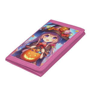 Cute Anime Halloween Witch Tri-fold Wallet