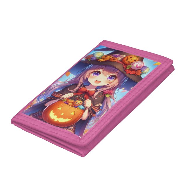 Cute Anime Halloween Witch Trifold Wallet (Bottom)