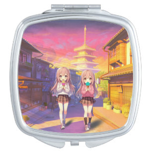 Cute Anime Ice cream girls Compact Mirror