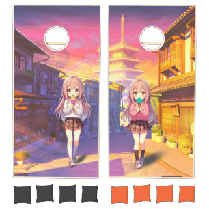 Cute Anime Ice cream girls Cornhole Set