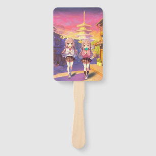 Cute Anime Ice cream girls Hand Fan