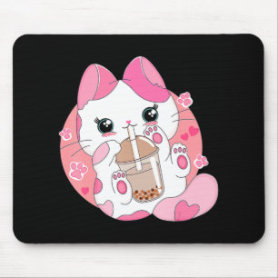 Cute Anime Kawaii Cat Boba Bubble Tea Girls Costum Mouse Pad