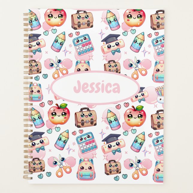 Cute Anime Kids School Pink  Planner (Front)