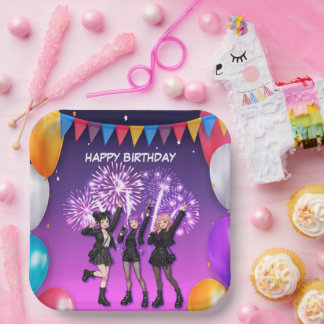 Cute Anime Kpop Idol Happy Birthday Party Paper Plates