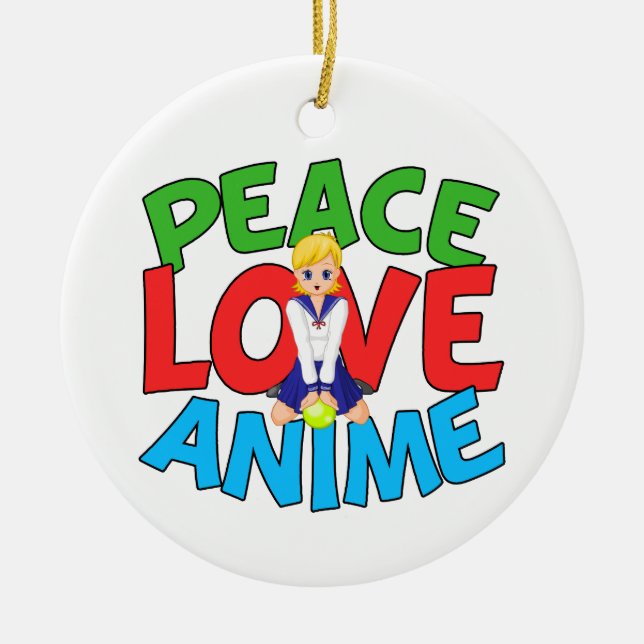Cute Anime Lover Christmas Ceramic Ornament (Front)