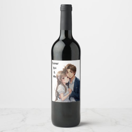 Cute anime lovers for new couples  wine label