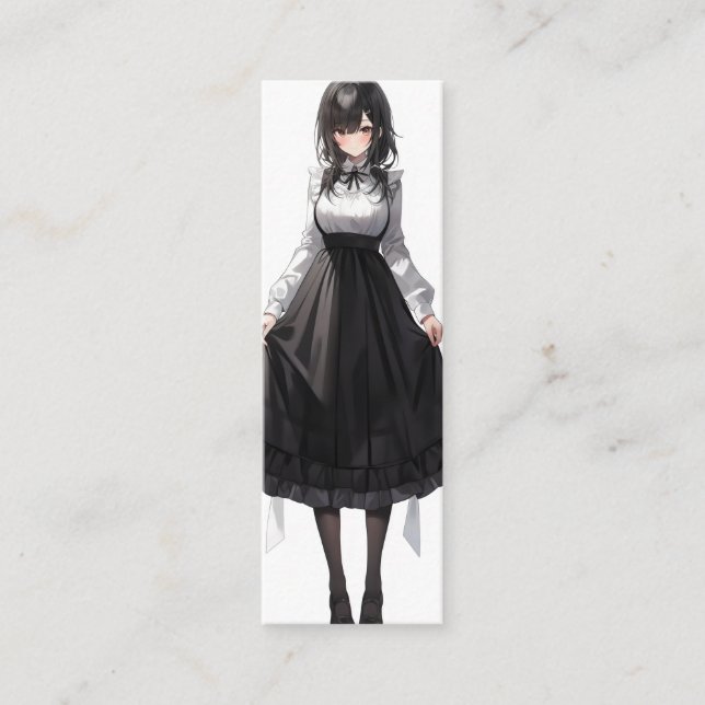 Cute Anime Maid Mini Business Card (Front)