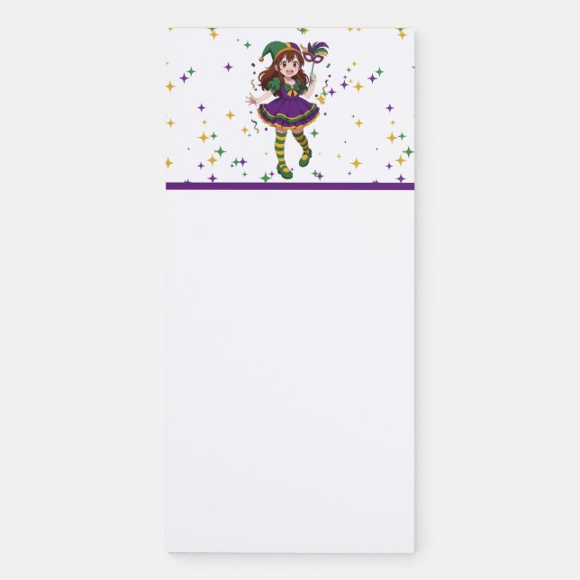 Cute anime Mari Gras girl Magnetic Notepad (Front)