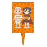 Cute anime mummy &amp; vampire girls cake topper