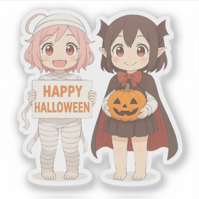 Cute anime mummy & vampire girls sticker (Front)
